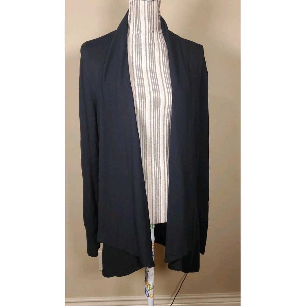 Athleta‎ Pranayama Wrap Women's Sz L Cardigan Thumbhole  Open Yoga Casual Black - Picture 3 of 10
